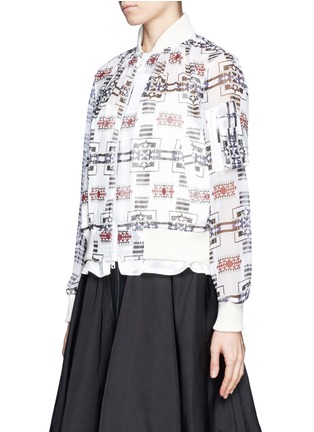 Front View - Click To Enlarge - SACAI LUCK - Sheer tribal print bomber jacket