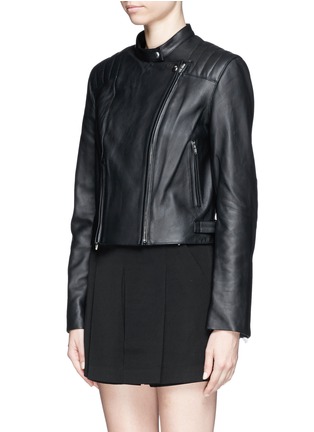 Front View - Click To Enlarge - ALEXANDER WANG - Quilted shoulder leather jacket