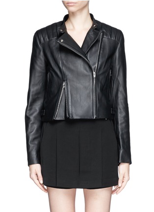 Main View - Click To Enlarge - ALEXANDER WANG - Quilted shoulder leather jacket