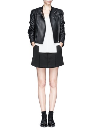 Figure View - Click To Enlarge - ALEXANDER WANG - Quilted shoulder leather jacket