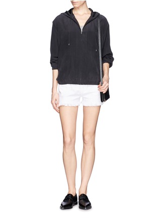 Figure View - Click To Enlarge - T BY ALEXANDER WANG - Burlap frayed 5-pocket shorts