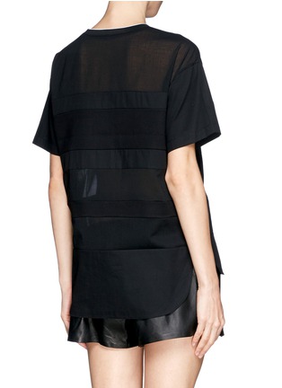Back View - Click To Enlarge - T BY ALEXANDER WANG - Cotton poplin voile and dobby stripe t-shirt