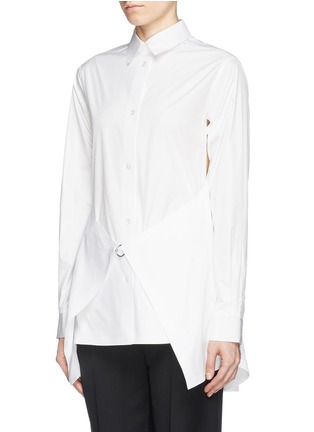 Front View - Click To Enlarge - ALEXANDER WANG - Paper thin wrap front tailored shirt
