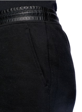 Detail View - Click To Enlarge - T BY ALEXANDER WANG - Leather waistband jersey sweat shorts