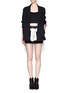 Figure View - Click To Enlarge - T BY ALEXANDER WANG - Leather waistband jersey sweat shorts