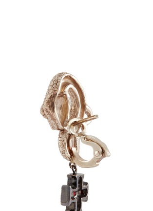Detail View - Click To Enlarge - DELFINA DELETTREZ - 'Snake' sapphire 18k yellow gold cross drop earrings