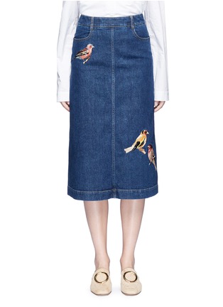 Main View - Click To Enlarge - STELLA MCCARTNEY - Bird embroidered denim skirt