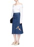 Figure View - Click To Enlarge - STELLA MCCARTNEY - Bird embroidered denim skirt