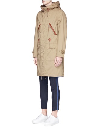 Front View - Click To Enlarge - 73088 - Grosgrain ribbon trim hooded parka