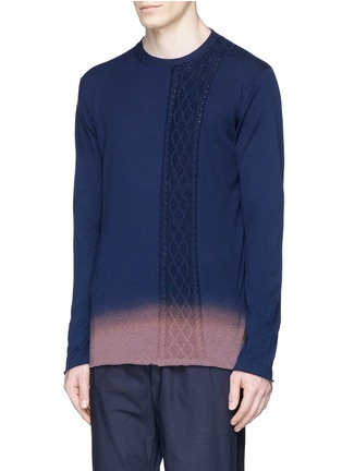 Front View - Click To Enlarge - 73088 - Ombré effect cable knit panel sweater