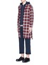 Front View - Click To Enlarge - 73088 - Check plaid hoodie coat