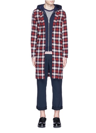 Main View - Click To Enlarge - 73088 - Check plaid hoodie coat