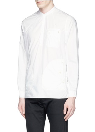 Front View - Click To Enlarge - 73088 - Mandarin collar pocket cotton shirt