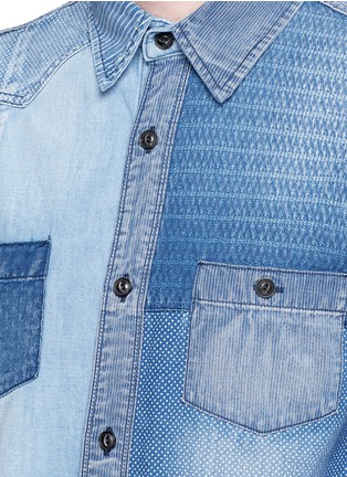 Detail View - Click To Enlarge - FDMTL - Boro patchwork cotton denim shirt