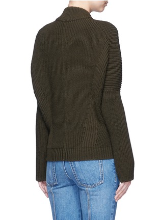 Back View - Click To Enlarge - ALEXANDER MCQUEEN - Asymmetric wool rib knit jacket