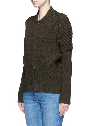 Front View - Click To Enlarge - ALEXANDER MCQUEEN - Asymmetric wool rib knit jacket