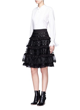 Figure View - Click To Enlarge - 68244 - 'Sea' fish lace tiered ruffle skirt
