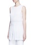 Front View - Click To Enlarge - DKNY - Asymmetric pleat overlay sleeveless linen dress