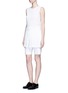 Figure View - Click To Enlarge - DKNY - Asymmetric pleat overlay sleeveless linen dress