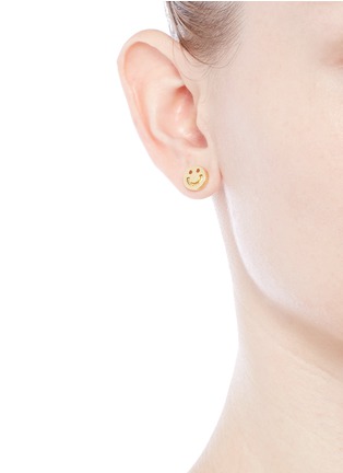 Figure View - Click To Enlarge - RUIFIER - 'Happy' 18k yellow gold chain stud earrings