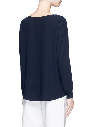 Back View - Click To Enlarge - VINCE - Rib cuff lasercut crepe blouse