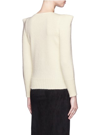 Back View - Click To Enlarge - SAINT LAURENT - Sequin bow appliqué peaked shoulder sweater