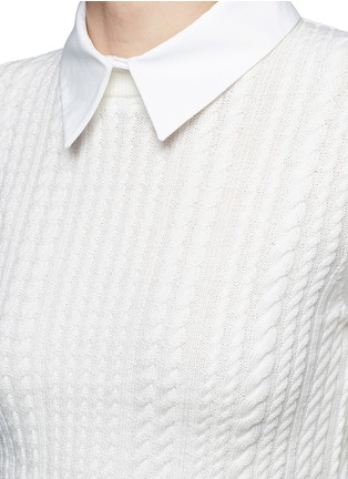 Detail View - Click To Enlarge - ALICE & OLIVIA - 'Gila' poplin collar cable knit sweater