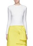 Detail View - Click To Enlarge - ALICE & OLIVIA - 'Gila' poplin collar cable knit sweater