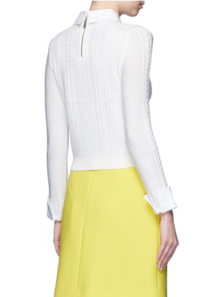 Back View - Click To Enlarge - ALICE & OLIVIA - 'Gila' poplin collar cable knit sweater