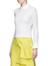 Front View - Click To Enlarge - ALICE & OLIVIA - 'Gila' poplin collar cable knit sweater