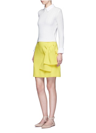Figure View - Click To Enlarge - ALICE & OLIVIA - 'Gila' poplin collar cable knit sweater