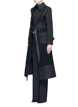 Front View - Click To Enlarge - ALEXANDER MCQUEEN - Cotton patchwork felted virgin wool military coat