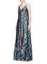Front View - Click To Enlarge - LANVIN - Metallic floral jacquard silk split front dress