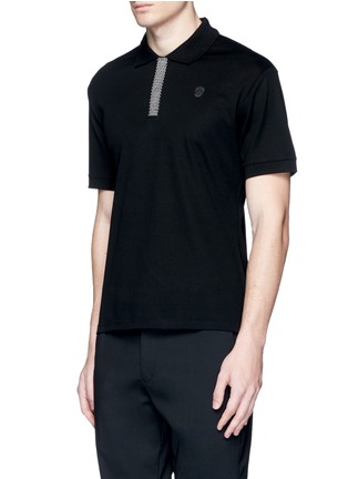Front View - Click To Enlarge - ALEXANDER MCQUEEN - Logo stud placket polo shirt