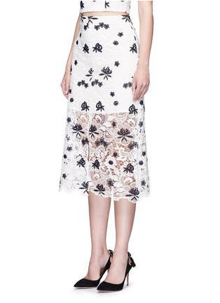 Front View - Click To Enlarge - ALICE & OLIVIA - 'Ophelia' floral guipure lace midi skirt