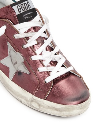 Detail View - Click To Enlarge - GOLDEN GOOSE - 'Superstar' smudged metallic leather sneakers