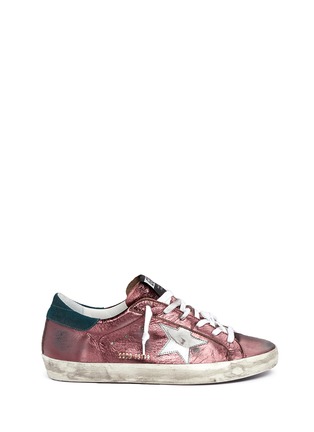 Main View - Click To Enlarge - GOLDEN GOOSE - 'Superstar' smudged metallic leather sneakers