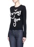 Front View - Click To Enlarge - ALICE & OLIVIA - 'Zach' embellished slogan wool sweater