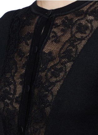 Detail View - Click To Enlarge - LANVIN - Lace insert wool blend cardigan