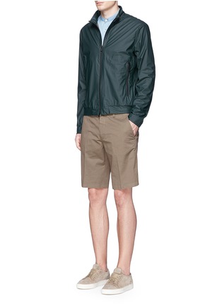 Figure View - Click To Enlarge - CANALI - Cotton-linen drawstring shorts