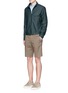 Figure View - Click To Enlarge - CANALI - Cotton-linen drawstring shorts