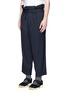 Front View - Click To Enlarge - MARNI - Paperbag waist crinkle wool wide leg pants