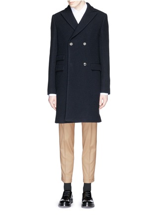 Main View - Click To Enlarge - MAURO GRIFONI - Peaked lapel wool blend coat