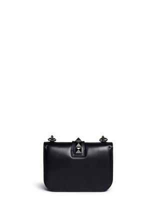 Back View - Click To Enlarge - VALENTINO GARAVANI - 'Rockstud Noir' small leather chain bag