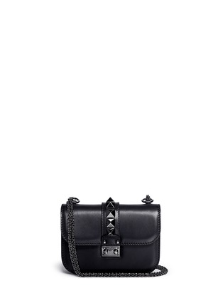 Main View - Click To Enlarge - VALENTINO GARAVANI - 'Rockstud Noir' small leather chain bag