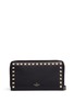 Back View - Click To Enlarge - VALENTINO GARAVANI - 'Rockstud' leather zip continental wallet