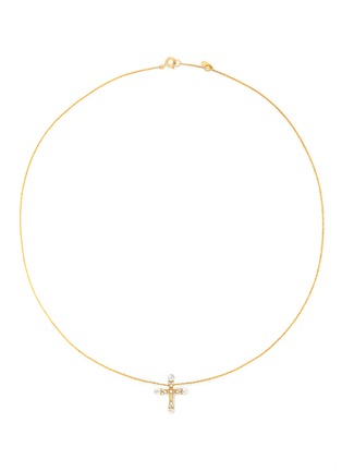 Main View - Click To Enlarge - BAO BAO WAN - 'Little Cross' 18k gold diamond pearl necklace