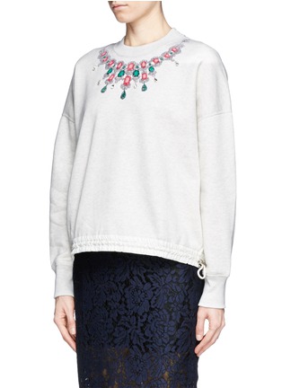 Front View - Click To Enlarge - SACAI LUCK - Jewelled neckline sweatshirt