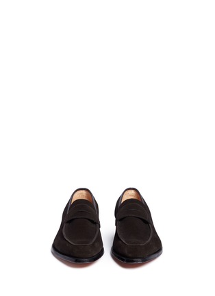 Front View - Click To Enlarge - GEORGE CLEVERLEY - 'George' suede penny loafers