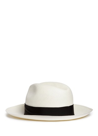 Figure View - Click To Enlarge - BORSALINO - 'Extra Fine' grosgrain bow straw Panama hat